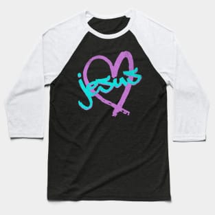 I Love Jesus Vintage 80's & 90's Blue and Purple Baseball T-Shirt